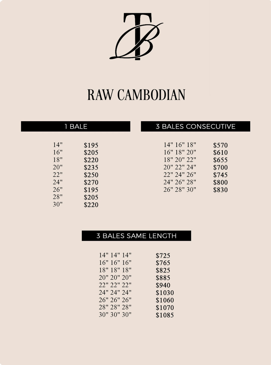 Raw Cambodian – 3 Bundle (Consecutive)