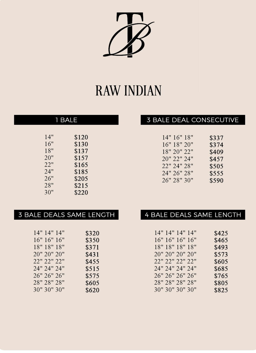 Raw Indian – 3 Bale Deal Same Length