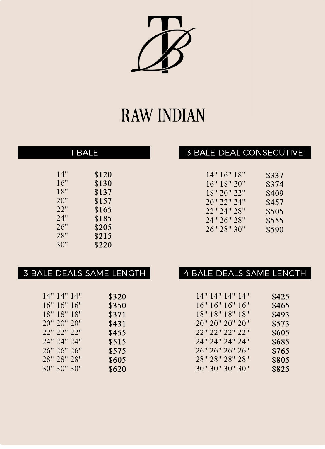 Raw Indian – 3 Bale Deal Same Length